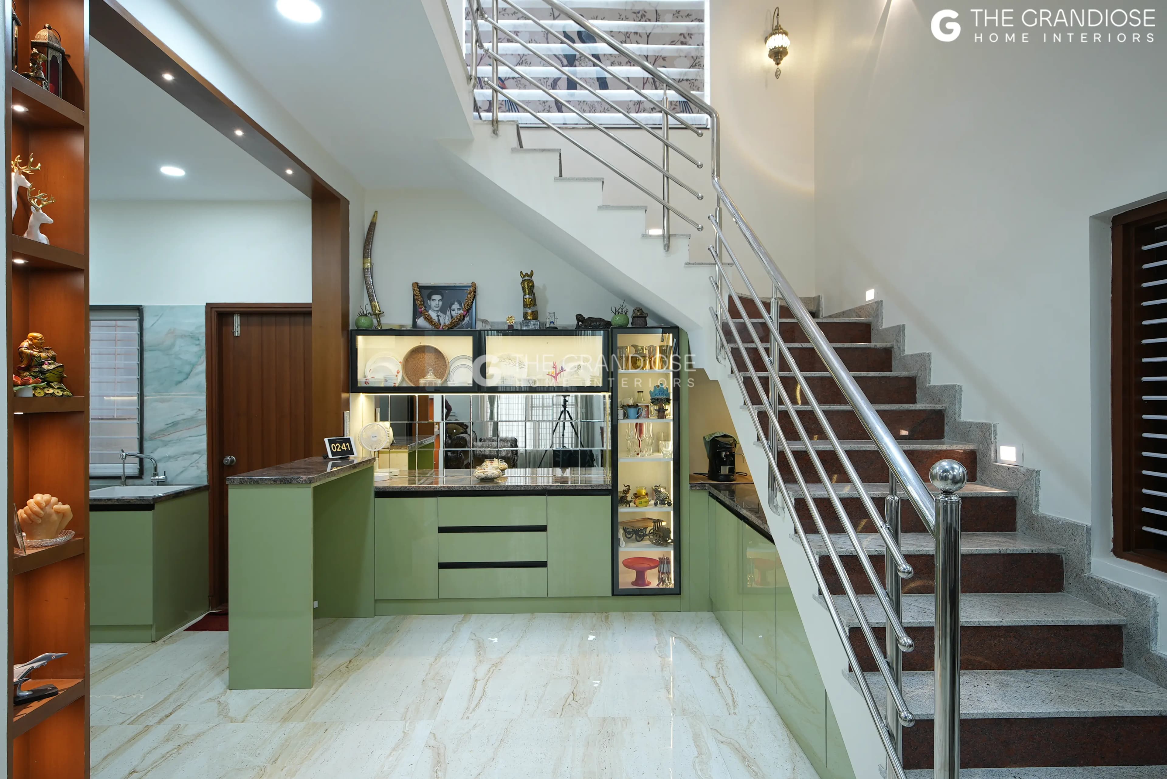 Double-height false ceiling and cove lighting